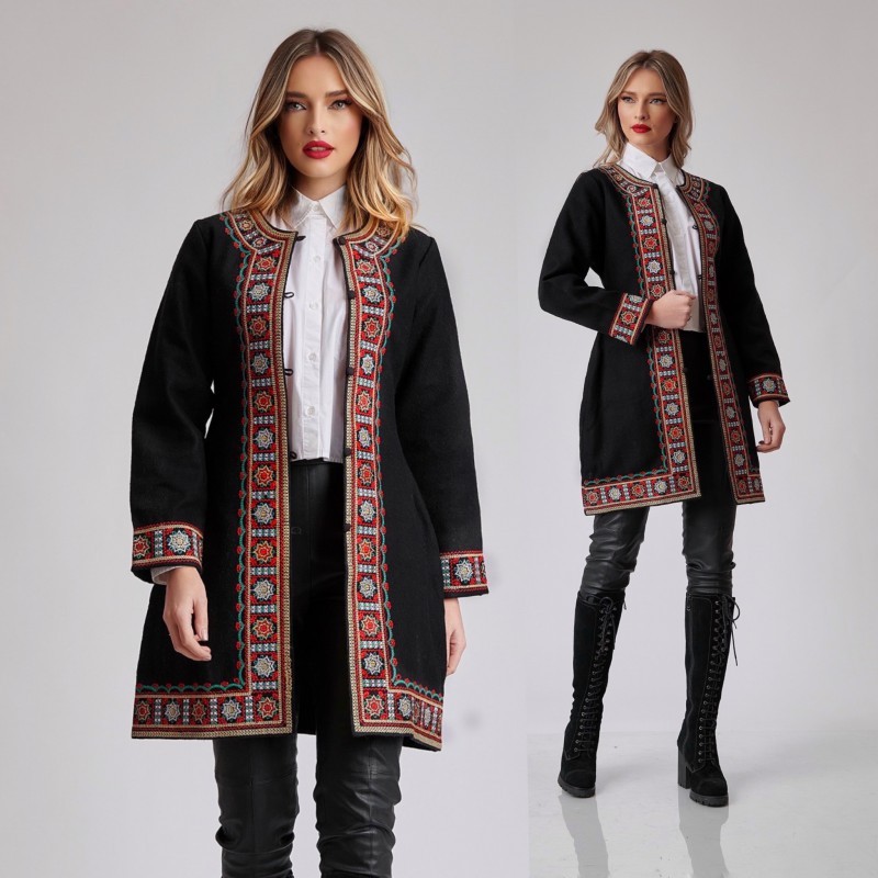 Palton negru din de lana - Smart Shopping Online