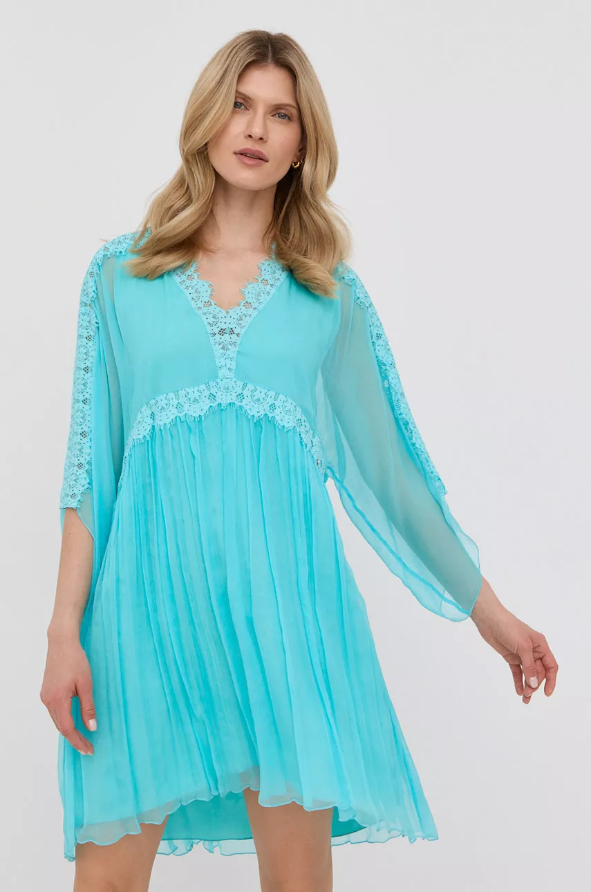Centralize Amount of money international Nissa rochie de matase bleu - Smart Shopping Online